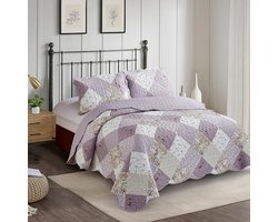 Lavandoux - Bedsprei - Quilt - Lavender Dream Patchwork - 240x220 - 2-persoons - Lila