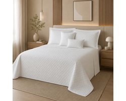 Lavandoux - Bedsprei - Quilt - Omkeerbaar - Wit - 140x200cm - 1-persoons