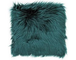 Lavandoux - Bont Kussen - Imitatiebont Sierkussen - 45 x 45 cm - Teal Groen