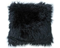 Lavandoux - Bont Kussen - Imitatiebont Sierkussen - 50 x 50 cm - Zwart