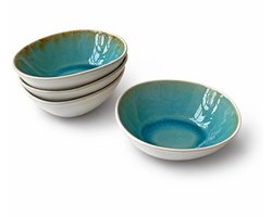 Lavandoux - Borrelschaaltjes - Crackle Glaze - Set van 4 - Turkoois