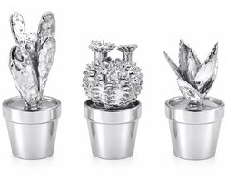 Lavandoux - Cactus Ornamenten Set - Zilver Kleurig - Set van 3