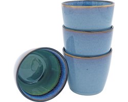 Lavandoux Cappuccino Mokken van Steengoed, Set van 4, 200 ml - Grijsblauw | Mokken Set | Keramiek | Servies | Tafeldecoratie | Koffie Mokken | Boho