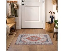 Lavandoux - Deurmat - Agadir - Blauw en Terracotta - 50 x 80 cm