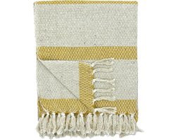 Lavandoux - Geweven Plaid - Throw - Katoen - 125x150cm - Geel en Beige