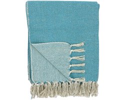 Lavandoux - Geweven Plaid - Woven Throw - Katoen - 125 x 150cm - Blauw
