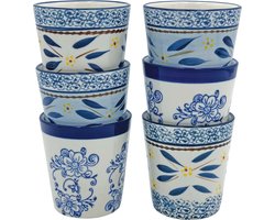 Lavandoux - Mokken - Ceramic - Old World/Floral Lace Blue - 180 ml - set van 6