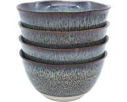 Lavandoux - Ramen Kom - Poké Bowls - Ø 15 cm - Grijs en Blauw - Set van 4