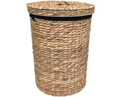 Lavandoux - Wasmand met Deksel - Waterhyacint - Naturel - L: Ø42 x H60 cm