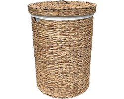 Lavandoux - Wasmand met Deksel - Waterhyacint - Naturel - L: Ø42 x H60 cm