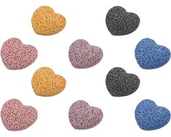 Lavasteen Diffuser Stenen - Geurstenen Aromatherapie - Ruimte Verfrissen - Hartvormig Natuurlijk - 10 Stuks - Diverse kleuren
