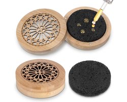 Lavasteen Geurstenen - Aromatherapie Set - Geur Verspreiden - Passieve Verdamping - 9 x 2.4 cm - Hout Zwart