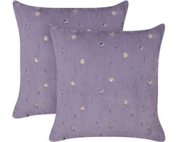 LAVATERA - Sierkussen set van 2 - Violet - 45 x 45 cm - Polyester