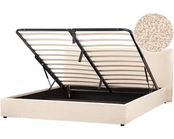 LAVAUR - Bed met opbergruimte - Beige - 180 x 200 cm - Bouclé