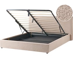 LAVAUR - Bed met opbergruimte - Taupe - 180 x 200 cm - Bouclé
