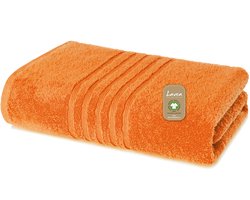 Lavea® 1 Saunahanddoek 80x200 cm van 100% biologisch katoenen badstof, zacht en absorberend, voor thuis, hotel en spa – ook ideaal als douchehanddoek – Oranje