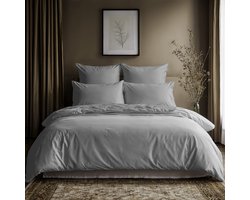 Lavea® Beddengoedset van 100% Katoen met Dekbedovertrek 135x200 + 1 Kussensloop 80x80 cm – Zacht, Ademend en Oeko-TEX Gecertificeerd – Zilver