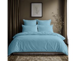 Lavea® Beddengoedset van 100% Katoen met Dekbedovertrek 200x220 + 2 Kussenslopen 80x80 cm – Zacht, Ademend en Oeko-TEX Gecertificeerd – Dolfijnblauw