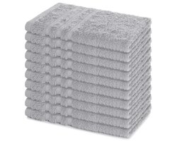 Lavea® Set van 10 handdoeken 30x50 cm, 100% katoen – Zacht en absorberend – Voor thuis, hotel, spa en gasten – Perfect als handdoek / gastendoekje – Zilver