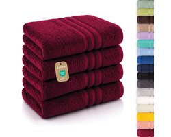 Lavea® Set van 4 Handdoeken 50x100 cm – 100% Katoenen Handdoeken – Zacht en Sterk Absorberend – Ideaal als Badhanddoeken voor Badkamer, Thuis, Hotel en Spa – Bordeaux
