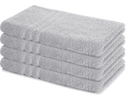 Lavea® Set van 4 Handdoeken 50x100 cm – 100% Katoenen Handdoeken – Zacht en Sterk Absorberend – Ideaal als Badhanddoeken voor Badkamer, Thuis, Hotel en Spa – Zilver