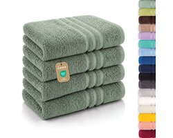 Lavea® Set van 4 Handdoeken 50x100 cm – 100% Katoenen Handdoeken – Zacht en Sterk Absorberend – Ideaal als Badhanddoeken voor Badkamer, Thuis, Hotel en Spa – Eucalyptus