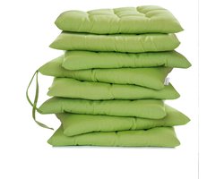 Lavea® Stoelkussens 40x40 cm – Set van 8 met Bevestigingslinten – Comfortabel en Wasbaar voor Binnen en Buiten – voor Tuin, Balkon, Terras en Keuken – Licht Lindegroen