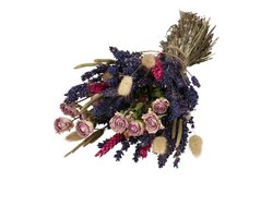 Lavendel droogboeket 33cm - Gedroogde bloemen - Natuurlijke woondecoratie - Paars met roze