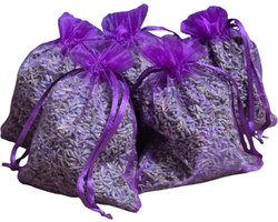 Lavendel geurzakjes met biologische lavendel uit de Provence – 6 stuks à 17 gram paars - give away - bedankje - goodybag - cadeau - geurzakje kledingkast