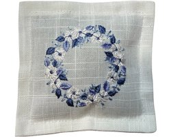 Lavendelkussentje – Lavendelzakje – Blauwe bloemen in krans – 10 x 10 cm - per 3