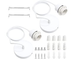 Lavinsa - 2 stuks witte E27 lampophangingen van 100 cm lang - compatibel met E27 lampfitting voor hanglamp in keuken, woonkamer en eetkamer