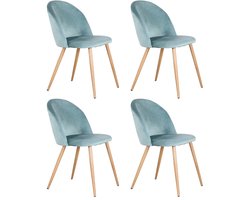 Lavinsa set van 4 eetkamerstoelen- Fluwele Stoelen Set - Eetkamer Stoelen - Bureaustoelen - Woonkamer Stoelen - Houten Poten - Lounge Stoelen - Anti Slip - Groen - Max. 120 KG