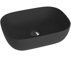 LAVITA COSTA - Opzetwastafel Rechthoek - 46cm - Zwart Mat - Dunne Rand - Modern Design - Zonder Kraangat