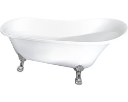 LAVITA® Ligbad Vrijstaand VASTO-RETRO 170x70x77 cm - Wit - Ovaal Bad - Glasvezelversterkt Acryl Inclusief Sifon en Afvoerplug - Retro Badkuip voor extra hygiëne en comfort