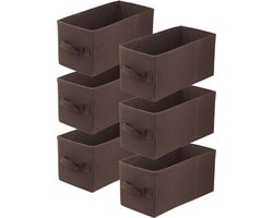 LAVITA® Opbergmand Textiel - 15x31x15 Donkerbruin 6 Stuks - Opbergbox Kast Organizer Opbergdoos - Kastlade Verdeler Voor Kleding Ondergoed Badkamer Kledingkast - Vouwdoos Stoffen Doos Opbergdozen
