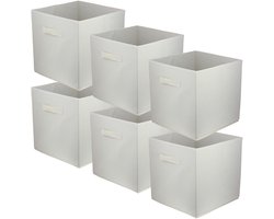 LAVITA® Opbergmand Textiel - 31x31x31 Crème 6 Stuks - Opbergbox Kast Organizer Opbergdoos - Kastlade Verdeler Voor Kleding Ondergoed Badkamer Kledingkast - Vouwdoos Stoffen Doos Opbergdozen