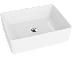 LAVITA® Opzetwastafel ALEGRANZA Keramische Wastafel voor Badkamer en Gastentoilet - 490x380x135 mm - Wit Hoogglans - Wasbak op aanrecht - Keramik Waskom opbouw zonder kraangat en zonder overloop