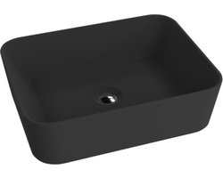 LAVITA® Opzetwastafel ALEGRANZA Keramische Wastafel voor Badkamer en Gastentoilet - 490x380x135 mm - Zwart Matt - Wasbak op aanrecht - Keramik Waskom opbouw zonder kraangat en zonder overloop