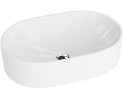 LAVITA® Opzetwastafel ALTO Ovaal Keramische Wastafel voor Badkamer en Gastentoilet - 525x325x140 mm - Wit Hoogglans - Wasbak op aanrecht - Keramik Waskom opbouw zonder kraangat en zonder overloop