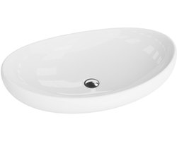 LAVITA® Opzetwastafel BARCO Ovaal Keramische Wastafel voor Badkamer en Gastentoilet - 630x420x160 mm - Wit Hoogglans - Wasbak met dunne rand - Keramik Waskom opbouw zonder kraangat en zonder overloop