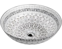 LAVITA® Opzetwastafel ROSA Ronde Keramische Wastafel voor Badkamer en Gastentoilet - 400x400x135 mm – Wit/zwart/grijs - Wasbak met dunne rand - Keramik Waskom opbouw zonder kraangat en zonder overloop