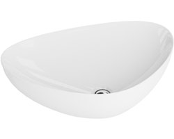 LAVITA® Opzetwastafel TRIANGO Keramische Wastafel voor Badkamer en Gastentoilet - 590x390x135 mm - Wit Hoogglans - Wasbak met dunne rand - Keramik Waskom opbouw zonder kraangat en zonder overloop