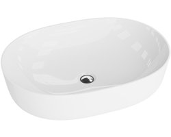 LAVITA® Opzetwastafel VERSO Keramische Wastafel voor Badkamer en Gastentoilet - 600x420x160 mm - Wit Hoogglans - Wasbak met dunne rand - Keramik Waskom opbouw zonder kraangat en zonder overloop