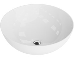 LAVITA RONDE - Opzetwastafel Rond - 41cm - Wit Hoogglans - Dunne Rand - Zonder Kraangat - Waskom