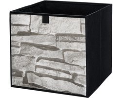LAVITA STEEN 31x31x31 - Luxe Stoffen Opbergbox met Steenmotief - Inklapbare Kast Organizer Kubus - Set van 1 Stuk