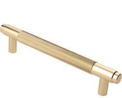 Lavuzo Handgreep Ribbel Satijn Goud 160 mm | Boorafstand 128 mm | Meubelgreep goud | Gouden deurgreep