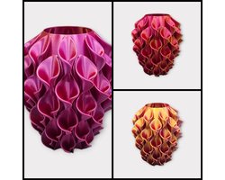 Layerzz - trendy vaas Florea - droogbloemen en zijdebloemen -uniek- meerkleurig- goud paars roze 20cm hoog