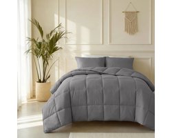 Lazy Dekbed Percale Deluxe Antraciet met kussenslopen 200x220 cm