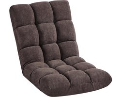 Lazy Folding Floor Chair, Meditatiestoel, Vloerstoel met Verstelbare Rugleuning, Leesstoel voor Thuis of Kantoor, Bruin