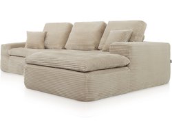 Lazy Hoekbank Velvet Ribstof Beige rechts